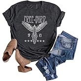 Vintage Rock Band T-Shirt Woman Retro Bird Shirt Eagle Graphic Tees Retro Music Shirt Casual Short Sleeve Tops