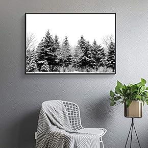 Floating Framed Canvas Wall Art for Living Room, Bedroom Black and White Tree Art Canvas Prints for Home Decoration Ready to Hang - 16x24 inches