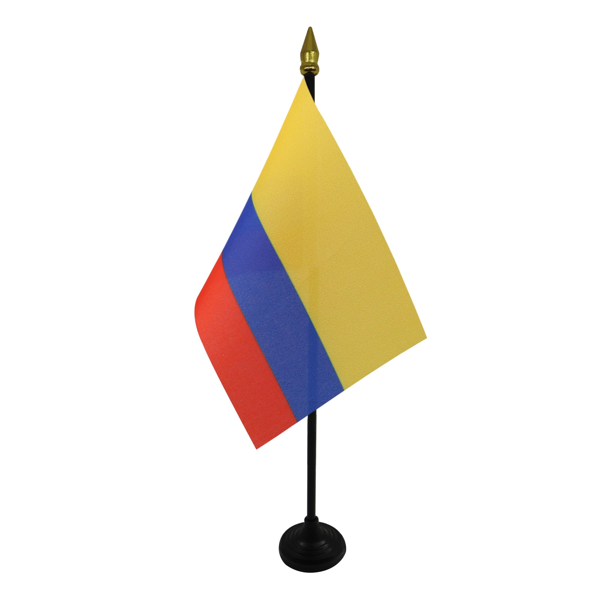 AZ FLAG - Colombia Table Flag 4'' x 6'' - Colombian Mini Desk Flag 100% Polyester 15 x 10 cm - Office Mini Banner with 10'' Pole - Golden Spear — image 1