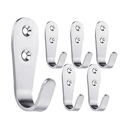 Mokife Coat Hooks Wall Mounted, 6 Pack Single Door