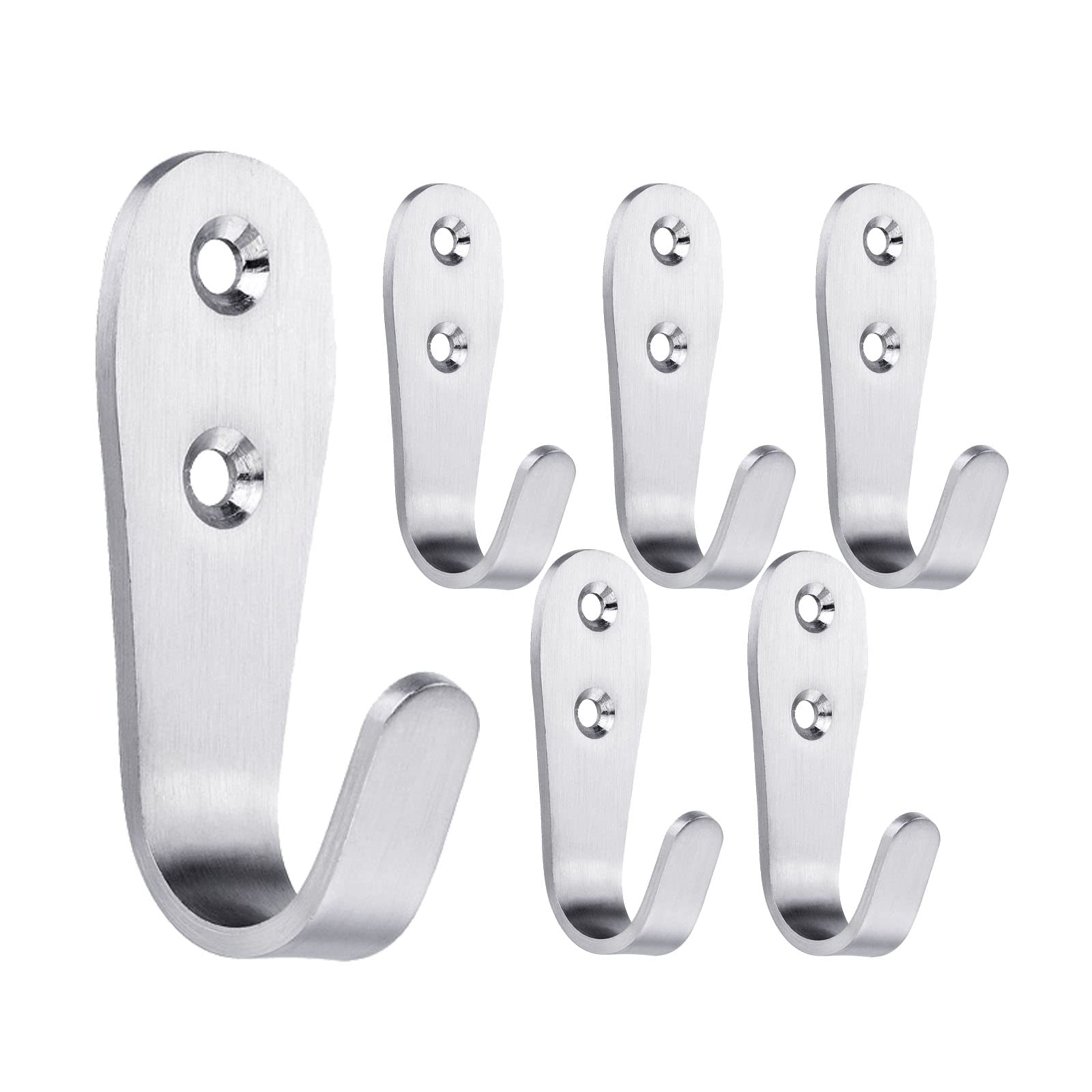 Mokife Coat Hooks Wall Mounted, 6 Pack Single Door