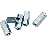 5pcs M16-2 x 49mm Long Rod Nut Hex Coupling Nuts, Zinc Plated Bolt Extender Female Thread Straight Fitting, Hex Rod Threaded Bar Nut