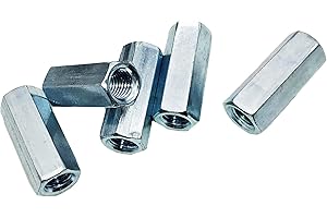 THSGIVINGSTORE 5pcs M12-1.75 x 50mm Long Rod Nut Hex Coupling Nuts, Zinc Plated Bolt Extender Female Thread Straight Fitting, Hex Rod Threaded Bar Nut