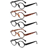 JOSCHOO 5 Pack Retro Round Reading Glasses Mini Small Comfortable Readers for Women Men (5 Mix-3, 2.5)140