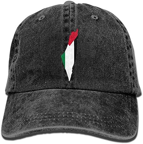 WYFQ501 Flag Map of Palestine Men's Women's Adjustable Jeans Baseball Hat | Yarn-Dyed Denim Trucker Hat