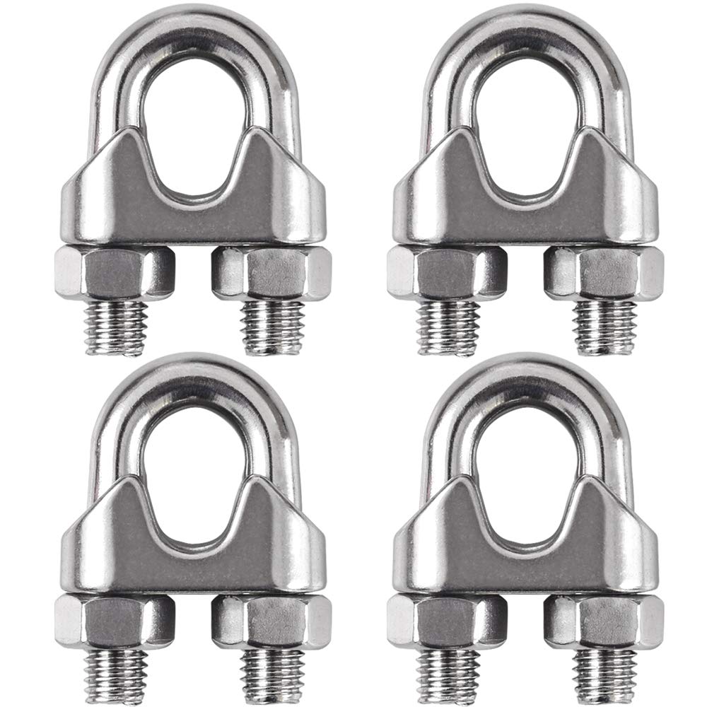 Photo 1 of Cozihom 1/2 Inch M12 Wire Rope Cable Clip Clamp, 304 Stainless Steel, U Bolt Saddle Fastener, Pack of 4