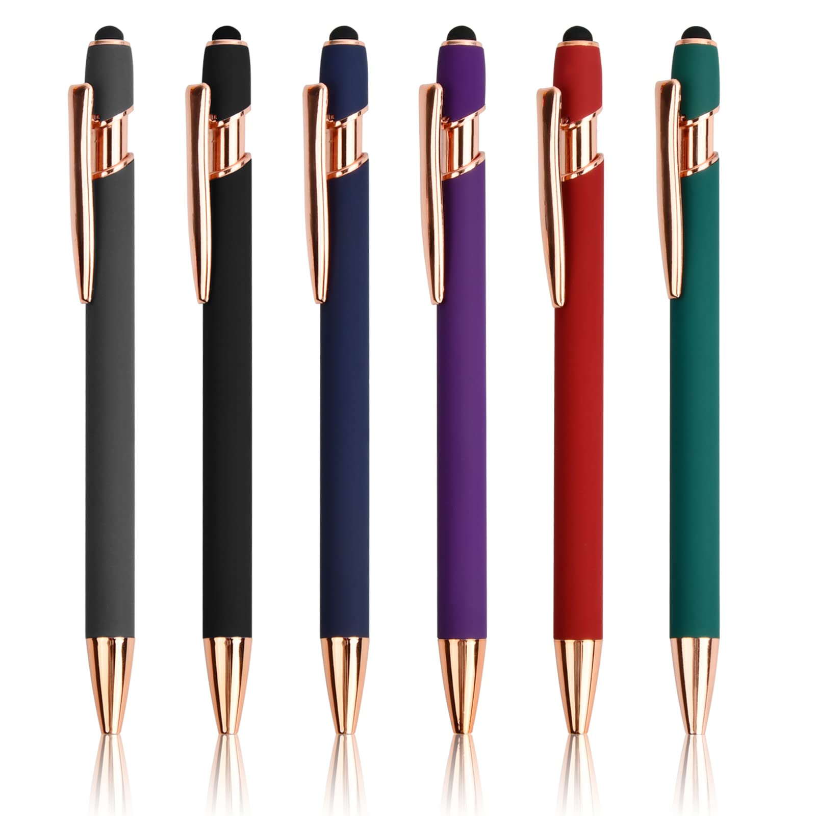 Stylus Pen 6Pcs Universal Capacitive 2 in 1 Retractable Ballpoint Pens Stylus Pens for Touch Screens Capacitive Touch Screen Pens Digital Pen for Tablets Smartphones All Touchscreen Devices-6 Colors