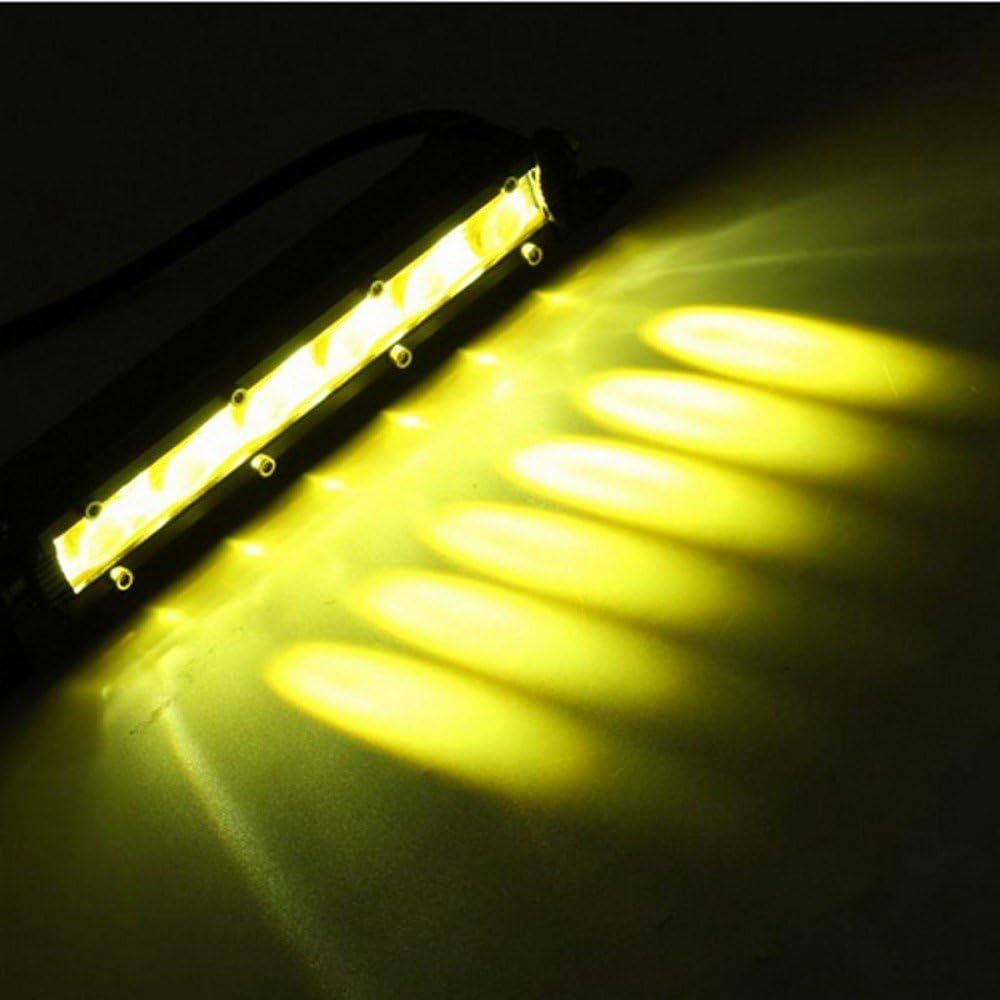 3E Amber Led Lights Bar 2PC 7Inch 18W Waterproof Led Amber Fog Lights Spot Driving Lights Work Lights For Trucks Jeep Offroad SUV UTV ATV 4WD Car Marine Motorc Boat Golf Cart: Automotive