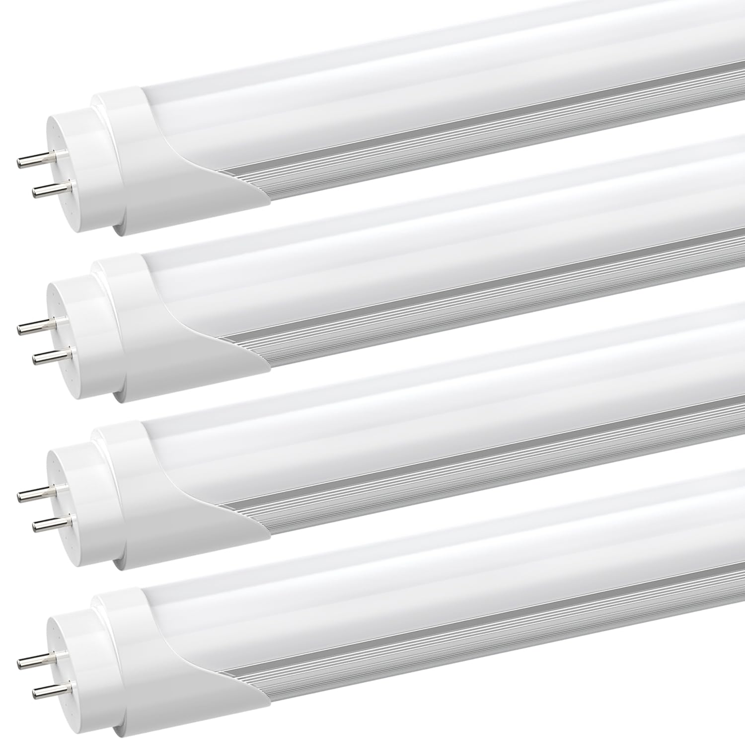 Photo 1 of JESLED T8 LED 4FT Type A+B Light Bulbs, 24W(65W Equivalent), 3000LM, 6000K Super Bright, Plug and Play or Ballast Bypass, 4 Foot LED Fluorescent Tube Replacement, ETL Listed, Dual-Ended, Clear(4-Pack)