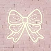 Bow Neon Sign, Bow LED Sign for Wall Room Decor Dimmable Bow Neon Light for Girl's Girly Bedroom Party Decoration Birthday Bridal Shower Wedding Beauty Nail Salon Nursery USB Powered(12.6"*11.4")