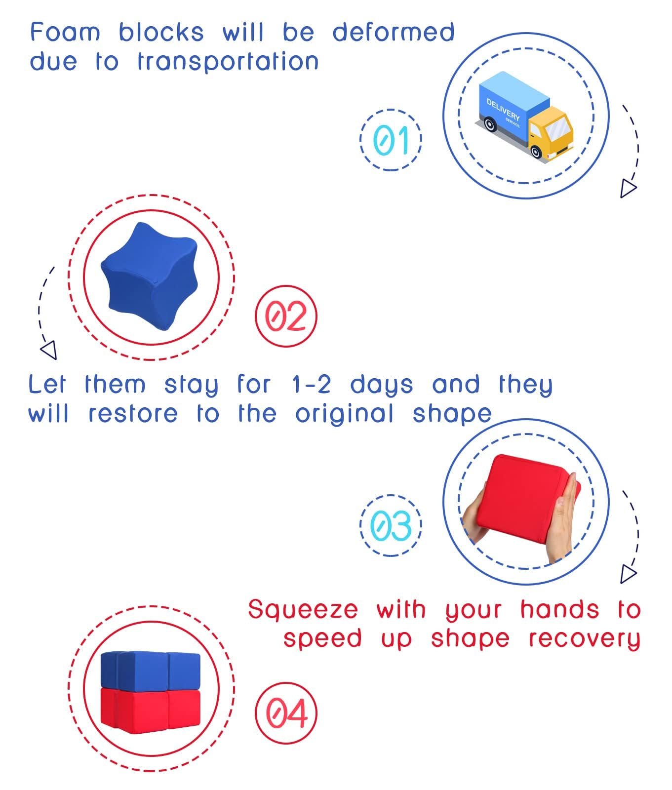 UHAPPYEE Foam Blocks for Toddlers 1-3, 12 PCS 5.5 inch Foam Soft Cubes for Kids, Colourful Building Blocks, Stacking Block Sets, Throwing Toys