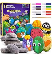 NATIONAL GEOGRAPHIC Rock Painting Kit - Arts & Crafts Kit for Kids, Paint & Decorate 15 River Roc...