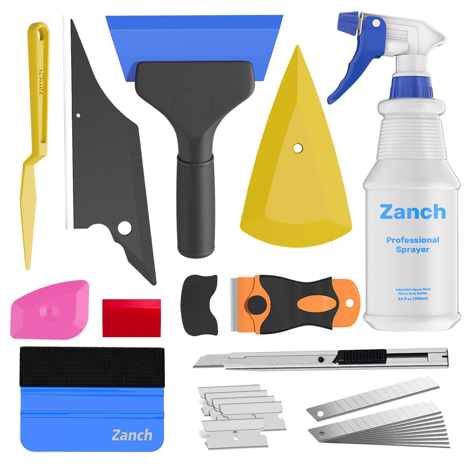 Photo 1 of ?25-in-1? Zanch Car Window Tint Kit, Vehicle Glass Protective Film Installing Tool, Includes Spray Bottle, Squeegees and Knife for Home and Car Glass Protective Film Installation