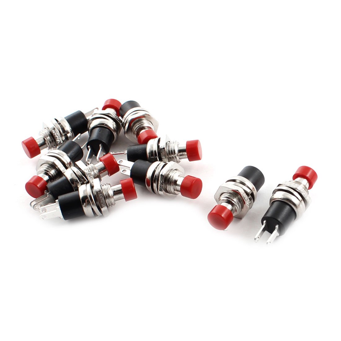 Sourcingmap 10Pcs AC125V 3A AC 250V 6A Red Cap SPST Momentary Push Button Switch