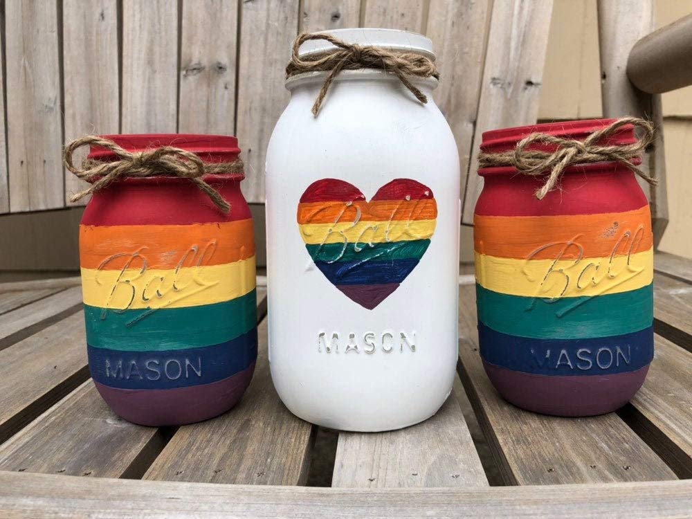 Rainbow Mason Jars/Gay Pride Mason Jars/LGBTQ Pride Decor