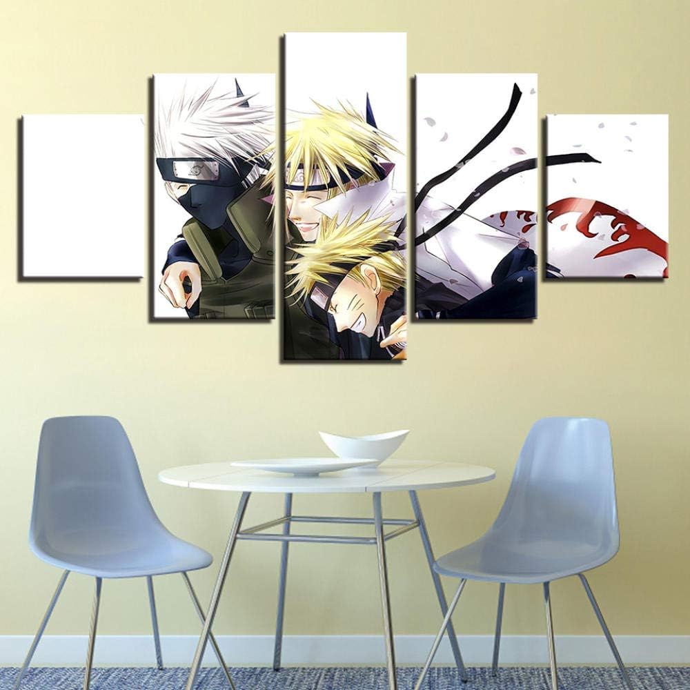RZHSS Prints on Canvas,5 pieces Anime Naruto Kakashi Modular Pictures Posters Paintings Canvas Printing Children'S Room Artwork Wall Decoration (No Frame) Size M