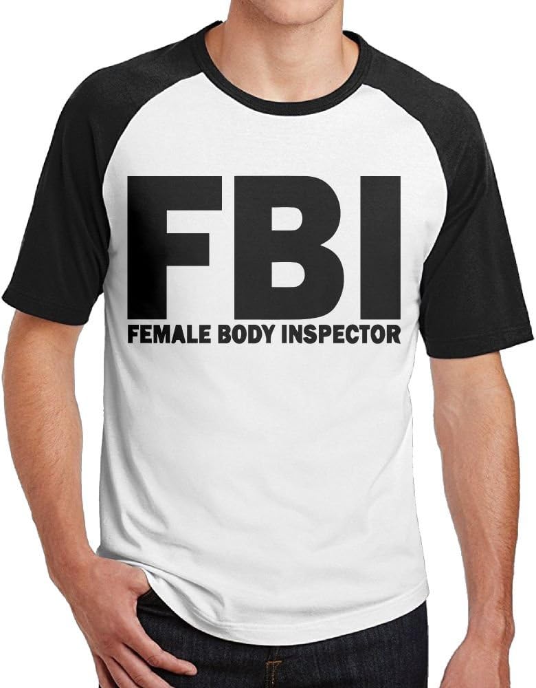 HanSmallT Men's FBI Female Body Inspector Fashion Sports Black T-Shirt Short Sleeve Raglan Sleeve