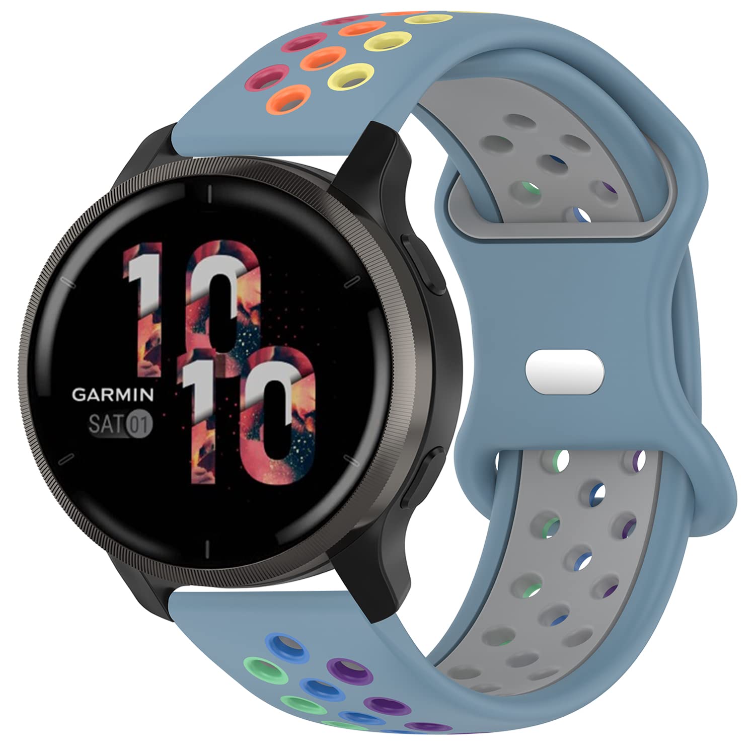 Geageaus 22mm Rainbow Band Compatible With Garmin