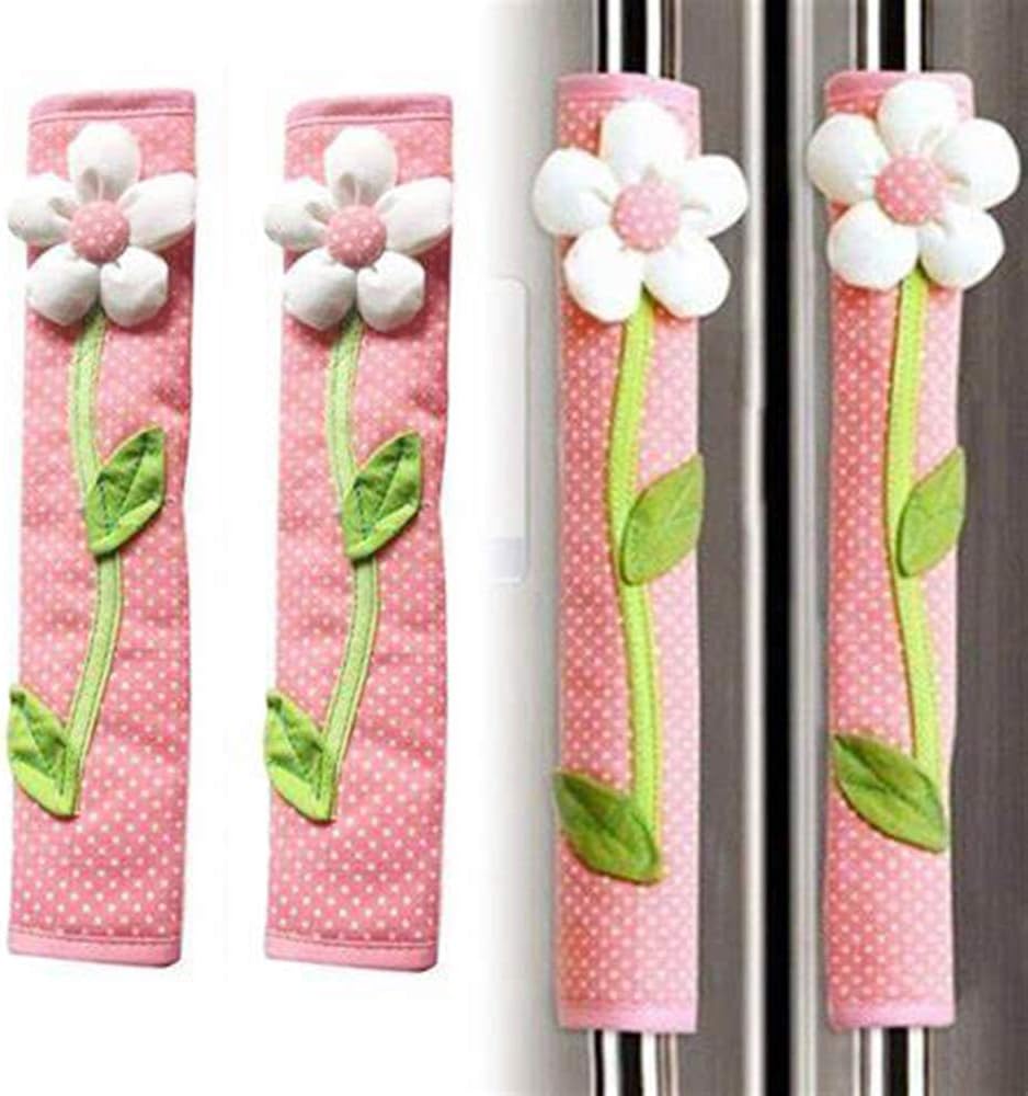 Hebudy Refrigerator Handle Cover Fridge Handle Protector for Home Decorations 2PCS (Pink)
