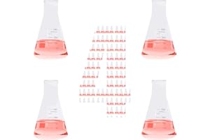ERTES Scientific 4pcs of Narrow-Mouth Glass Erlenmeyer Flask with Printed Graduation, Vol.250ml 8.45oz, Borosilicate 3.3 Glassware, Erlenmeyer Flasks Set for Physics, Chemistry, Biology and Science