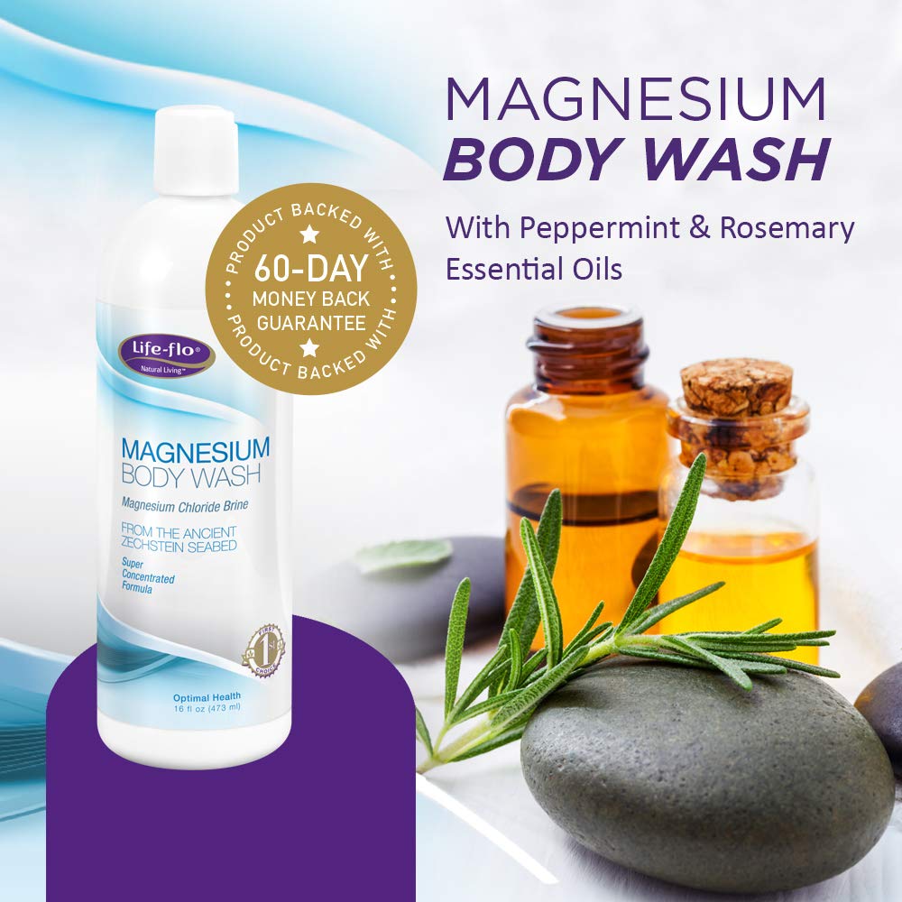 Life-Flo Magnesium Body Wash with Peppermint and Rosemary Essential Oils, No Color, 473 ml (Pack of 1) - Image 3