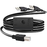 14.7FT Printer Cable Splitter 2 in 1 Out,Printers Cable with Toggle Switch | for Two Computers Share Printer、Keyboard、Mouse、Scanner、USB external devices