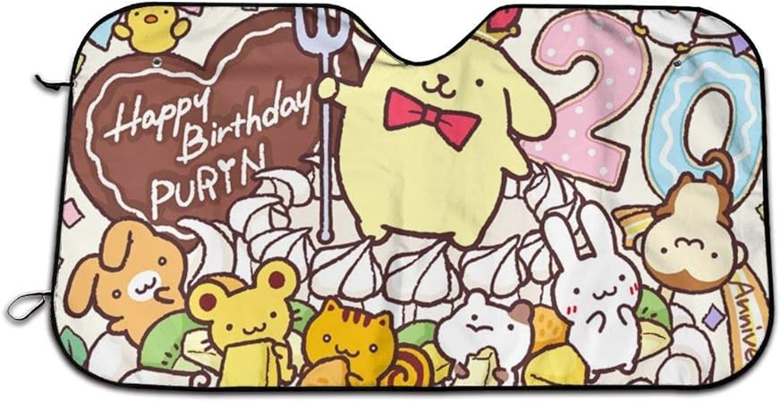 Amazon 車用サンシェードポムポムプリン 7 簡単取付 軽自動車 車窓日よけ カーフロントガラスカバー フロントカバー ト紫外線対策 日焼け防止 カーサンバイザー 車のフロントガラスのサンバイザー70 130cm サンシェード 車 バイク