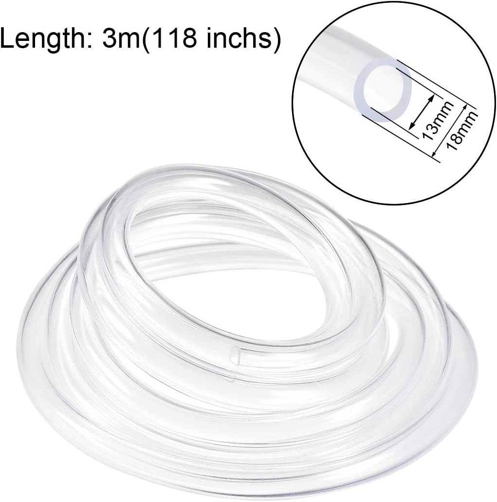 sourcing map PVC Hose Tube, 13mm(0.51") ID x 18mm(0.7") OD 3 Meter 9.8ft Clear Vinyl Tubing, Plastic Flexible Water Pipe - Image 3
