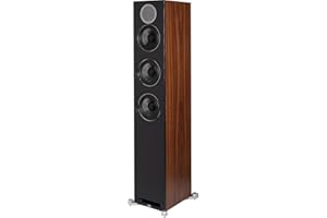 ELAC Debut Reference Floor Standing Speaker, Walnut or Oak Single Tower Speaker for Home Theater, Black Baffle with Walnut Sides