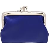 Coin Purse Vintage Bag Lock Wallet Buckle Kiss Lock change purse change holder wallet coin Leather coin wallet (F blue)