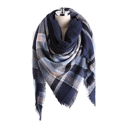 Bakicey Damen Schal XXL Warm Weich Strickschal Karo Winterschal Herbstschal Wolleschal Frauen Deckenschal Halstuch Scarf Ponc