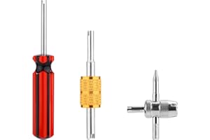 3pcs Tire Valve Stem Tool, Double Head Valve Core Removal Wrench Tool Single Head Valve Core Remover 4 in 1 Metal Valve Stem 