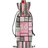 FBCCZEY Funny 50th Birthday Gifts for Her Him Wine Bag, Happy Anniversary 50th Birthday Party Decorations Men Wine Bottle Bag, 50 Year Old 1974 Birthday Gifts for Women Wine Bags, Pink50th