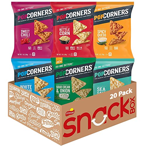 PopCorners Popped Corn Snacks, 6 Flavor Variety Pack, 1oz Bags (20 Pack