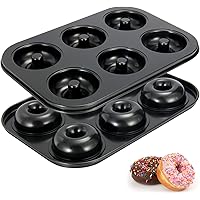 Donut Pans 2 Pack, WERTIOO Non-Stick 6-Cavity Mini Donut Baking Pans, High-grade Carbon Steel Donut Mold - BPA Free Bagels Do