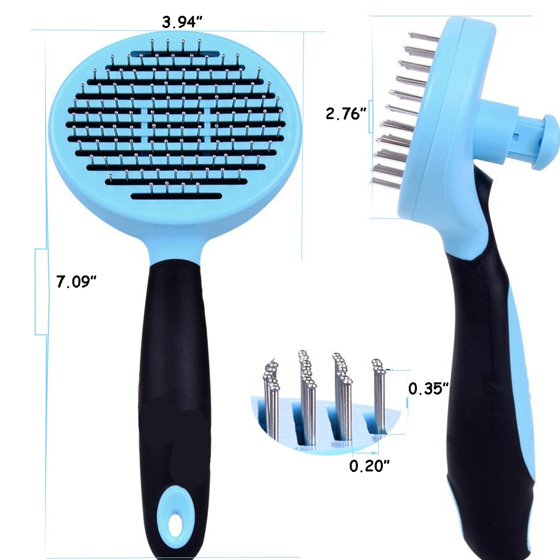 JAchoice Slicker Brush Self Cleaning Pet Grooming Comb Long Hair Pets Brush Ball Type Stainless Steel Comfortable & Safe Pet Hair Removal Brush for All Dogs Cats Rabbits with Long Thick Hair