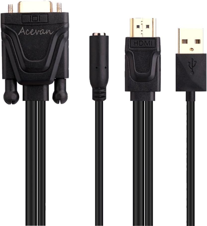 Acevan HDMI to VGA Adapter Converter Cable,1080P Converter Cable with 3.5mm Audio Jack for HDTV, Projector, Display, Laptop Desktop Computer Plug and Play