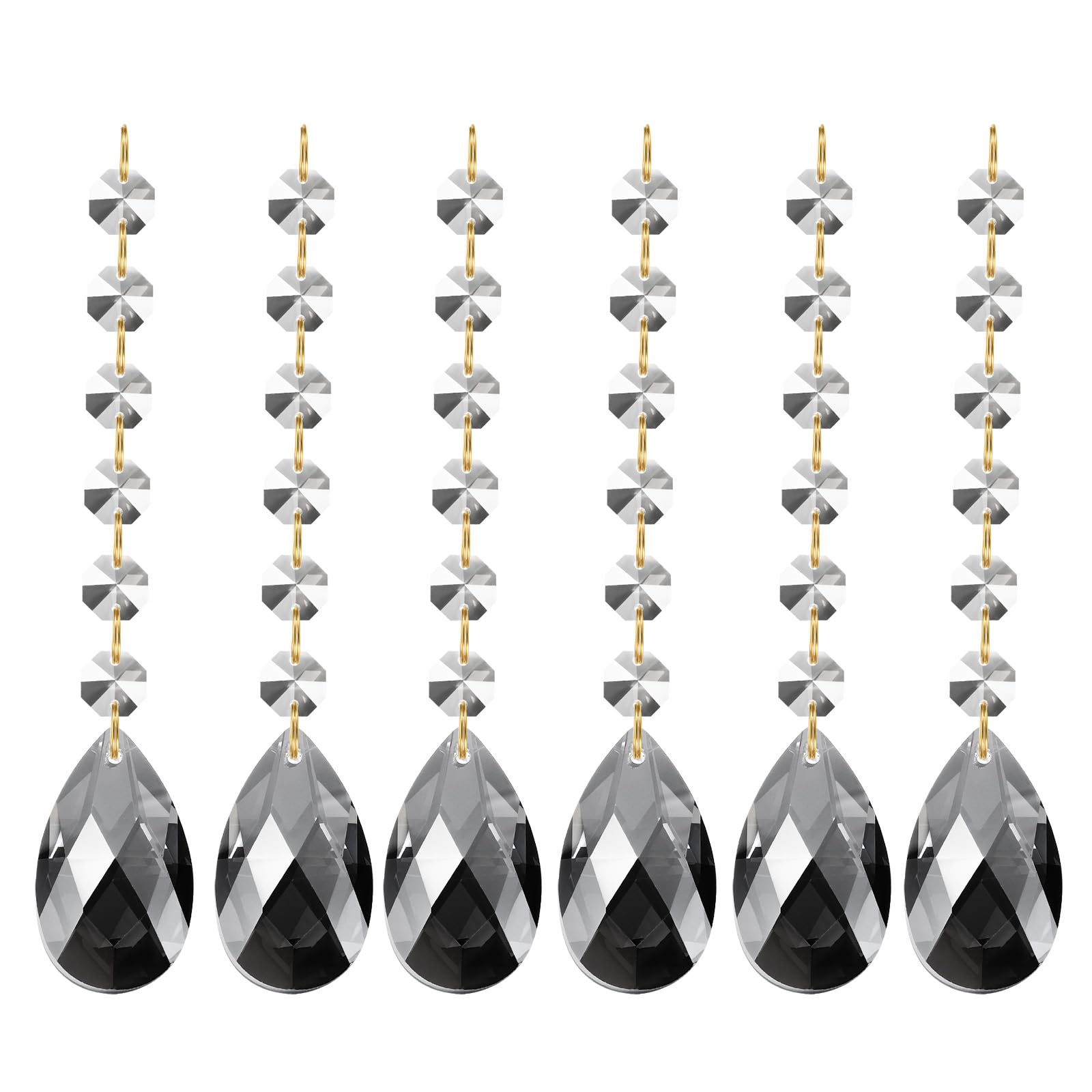 PATIKIL Teardrop Crystal Chandelier Pendants Beads, 6 Pack 160mm Length 38mm Chandelier Prisms Parts Ornaments Hanging Beads for DIY Arts Crafts Decoration, Electroplating Gray