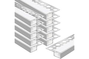 LEDLampsWorld 10 Pack 3.3ft/1Meter Plaster-in LED Channel, Trimless Recessed Drywall Aluminum LED Profile with Milky Diffuser, Single Edge LED Strip Aluminum Channel for Wall and Ceiling