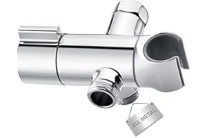 Uvish High Pressure All Metal 3 Way Shower Diverter Valve With Hand Holder, G1/2 Arm for Head, Bathroom Universal System Replacement Part, Chrome