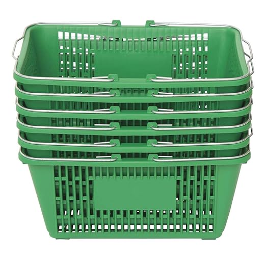 Shopping Baskets Green Plastic 17L x 12W x 8D 6 per Set