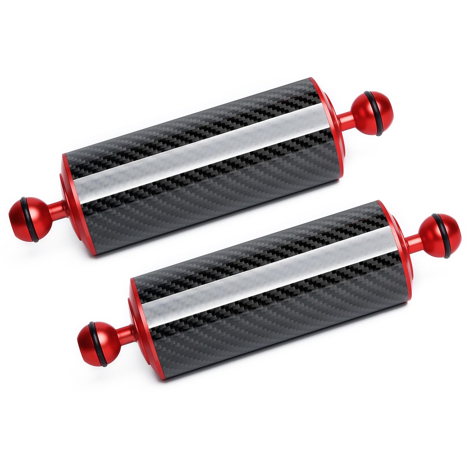 Photo 1 of LetonPower Red 8" Carbon Fiber Underwater Float Arm (2-Pack) - Ultralight Dual 1" Ball Buoyancy System for Diving Tray Video Lights & Strobes