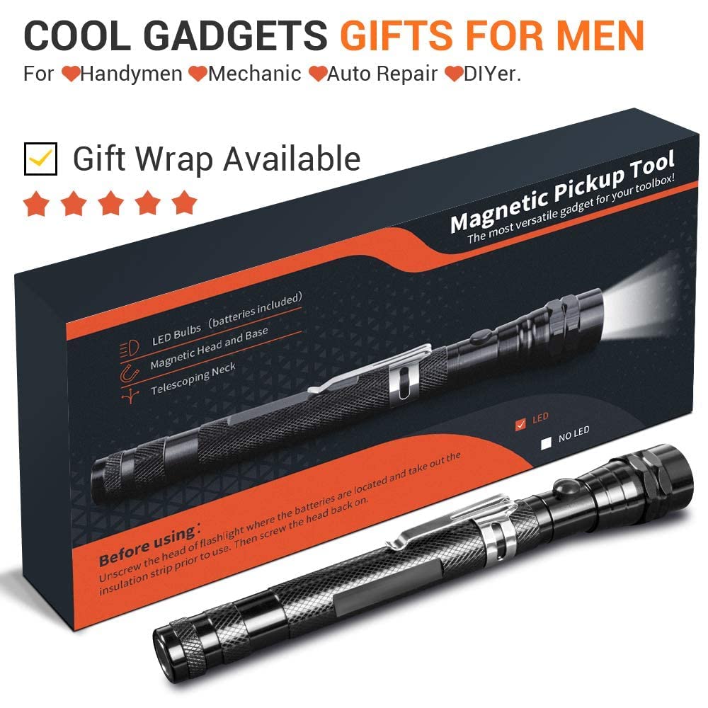Gifts for Men Dad,Magnet Tool Telescoping Magnetic Pickup Light,22