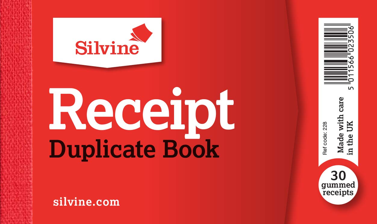 Silvine 63 x 106mm Duplicate Cash Receipt Book - Gummed (30 Receipts)