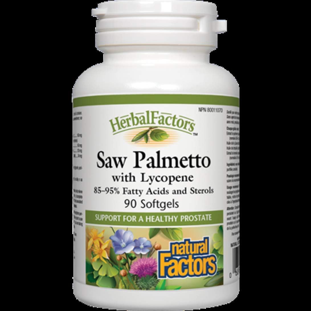 HerbalFactors by Natural Factors, Saw Palmetto, Supports Healthy Prostate Function with Lycopene, 60 softgels (60 servings): Health & Personal Care