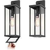 mirrea 18" Classic Outdoor Wall Sconce 1 Light in Matte Black Rectangular Metal Frame and Clear Glass Shade Waterproof Porch 