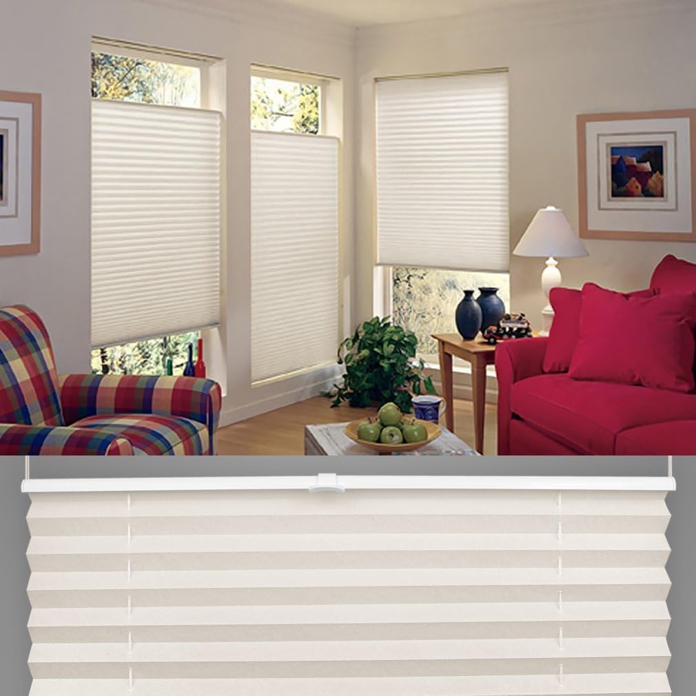 Kinlo 80 x 130 cm Estor Plisado para Ventanas Sin Necesidad de Taladrar Noche y Día Altura Kinlo 80 x 130 cm Estor Plisado para Ventanas Sin Necesidad de Taladrar Noche y Día Altura