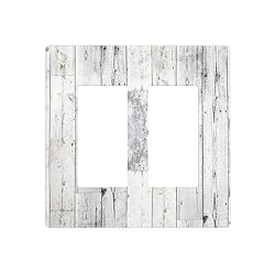 Grey White Wood 2 Gang Double Rocker/Decor Light