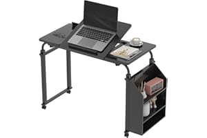 ASDJAKZP Overbed Table, Laptop Desk, Over The Bed Table with Wheels Adjustable Height, Computer Table with Storage Cabinets, 