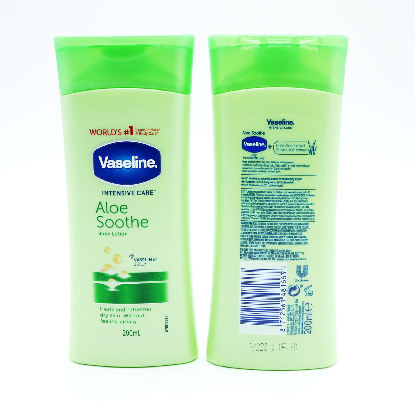 Vaseline Essential Moisture Aloe Fresh Light Feeling Lotion, 200 ml (Pack of 3)